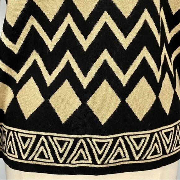 Alfred Dunner Womens Tis the Season Gold Black Cardigan Sweater size Medium - Picture 10 of 12